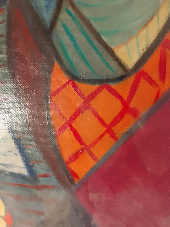 Image 1 of Neo-Cubist portrait by L. Calezis, Provençal school, Aubagne, Marseille, France, oil on canvas