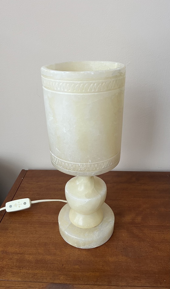 Image 1 of Lampe de table vintage en albâtre – design sculptural – années 1970
