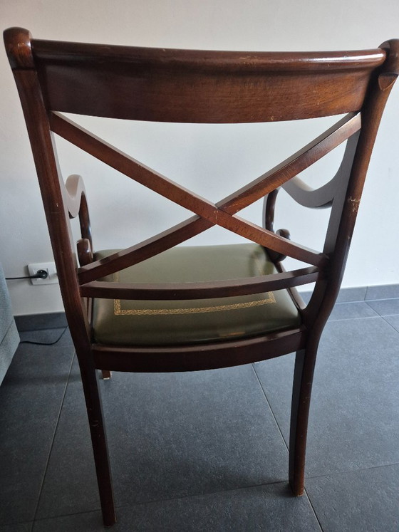 Image 1 of Chaise de bureau de style Régence/Empire en acajou et cuir