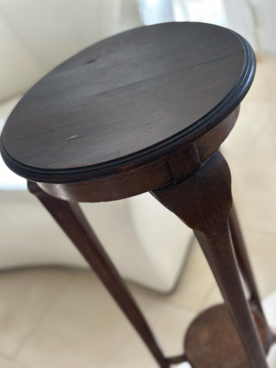 Jugendstil Art Deco Pflanzentisch Cabriole Beine, Holz, Braun (Foto 6 von 12)