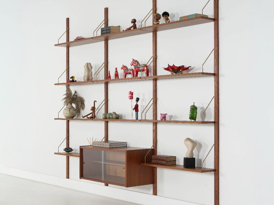 Image 1 of Modulaire wandkast van teakhout, Deens design, jaren 60, gemaakt in Denemarken.
