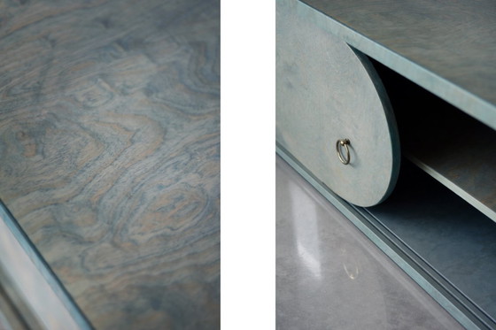 Image 1 of Vintage Mid-Century Modern Italian Turquoise Streamline Sideboard in Birch, 1960s