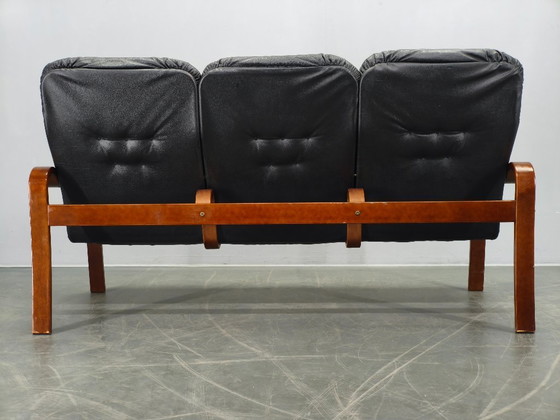 Image 1 of Scandinavian Leather Sofa in the Style of Alvar Aalto, 1970s