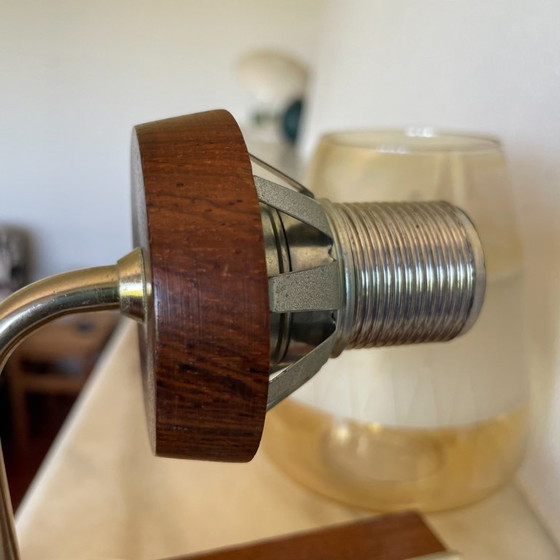 Applique danese moderna in teak e vetro inciso, anni '60 – Wood (photo 6 of 7)