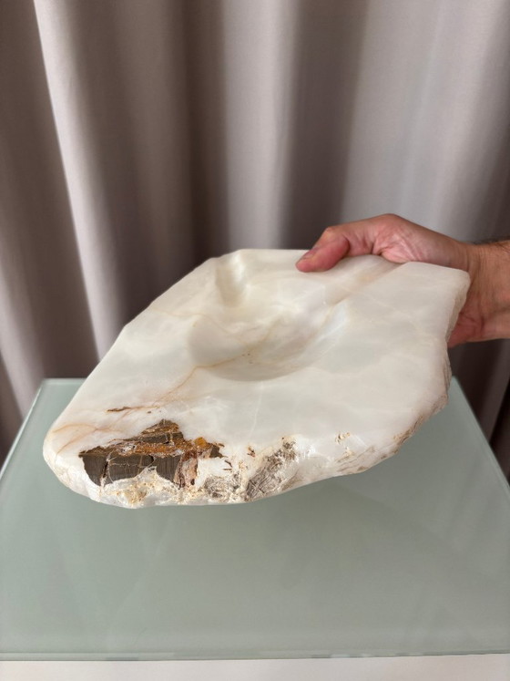 Vintage sculpturale onyx asbak/opbergbakje – zware natuursteen – Schalen, Marble (photo 8 of 11)