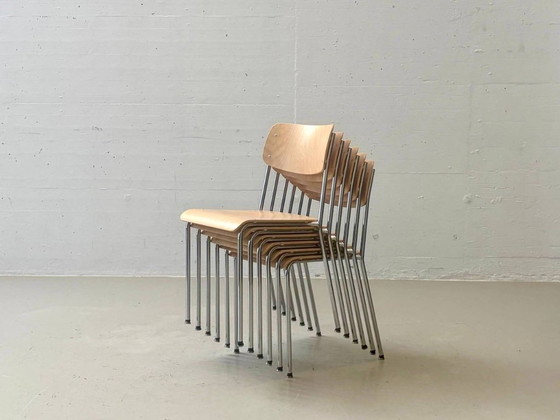 Stapelbare beukenhouten stoelen met chromen poten van Reinhard – Kuipstoelen (photo 18 of 18)