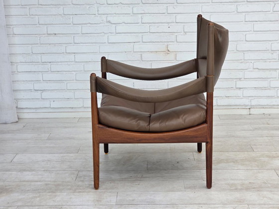 Anni '70, design danese di Kristian Vedel, Poltrona a schienale alto modello "Modus". – Poltrone, Leather (photo 15 of 21)