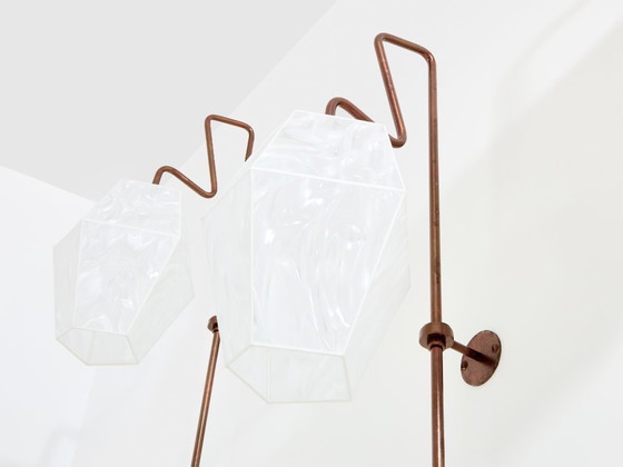 Image 1 of Paire d'appliques murales hautes en métal patiné de Mattia Bonetti, 2009