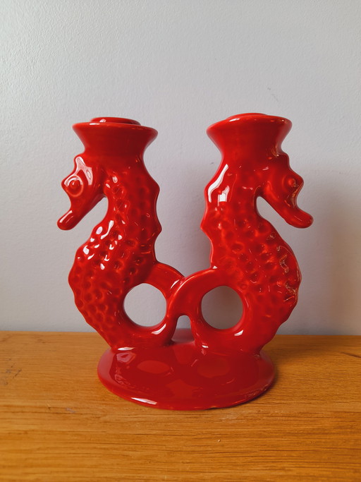 Bitossi Italian ceramic seahorse candle holder