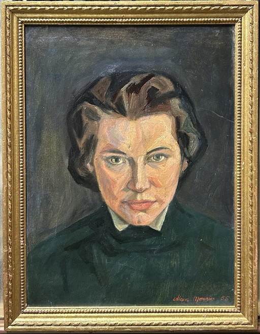 Antiek vrouwenportretschilderij uit het einde van de 19e eeuw