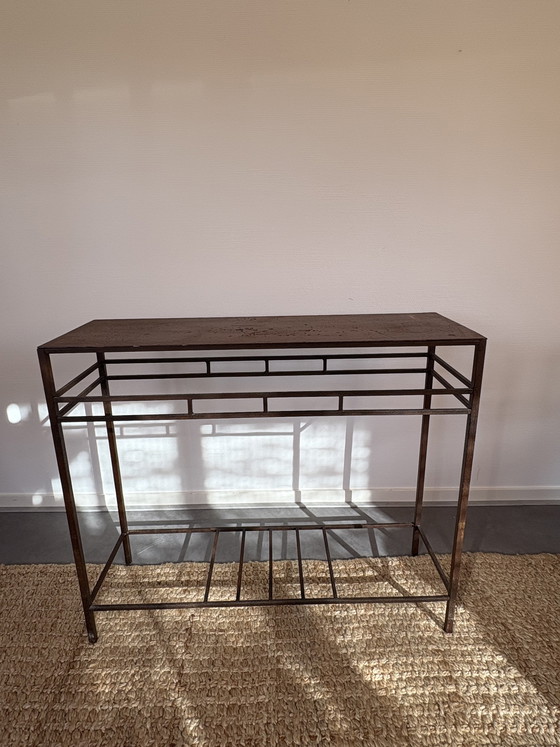 Image 1 of Vintage wrought iron console side table Castiron Japandi style L90cm
