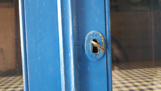 Image 1 of Altes Buffet, Geschirrschrank aus blauem Holz 1960