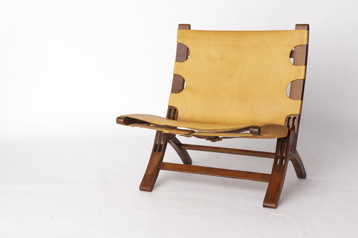 1 van 2 Børge Mogensen klapstoel - 1950 Teak & Leer - Deens Mid Century Ontwerp