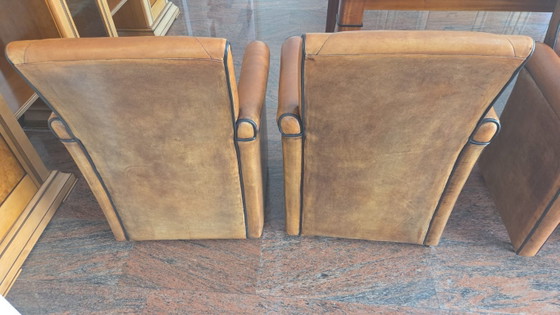 6x Art Deco Stoelen - Schapenleer Cognac – Jan Frantzen, Dining chairs, Leather (photo 5 of 11)