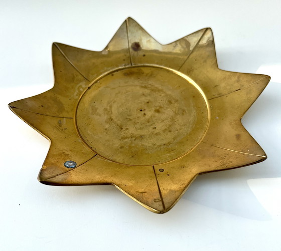 Image 1 of Vintage brass sunburst bowl, mid-century modern, 1960s