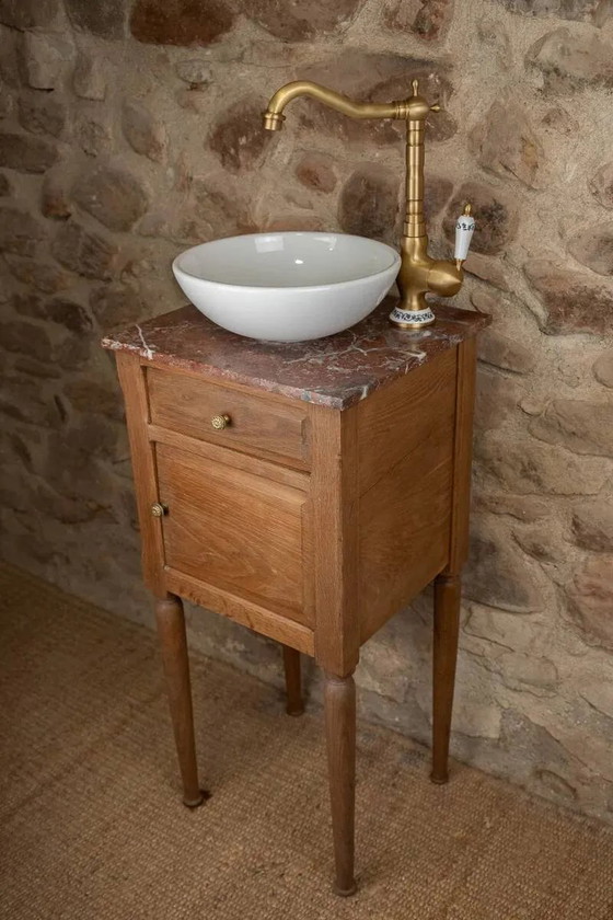 Piccolo lavabo antico in legno e marmo rosso. – Armadi contenitori, Vintage (photo 5 of 13)