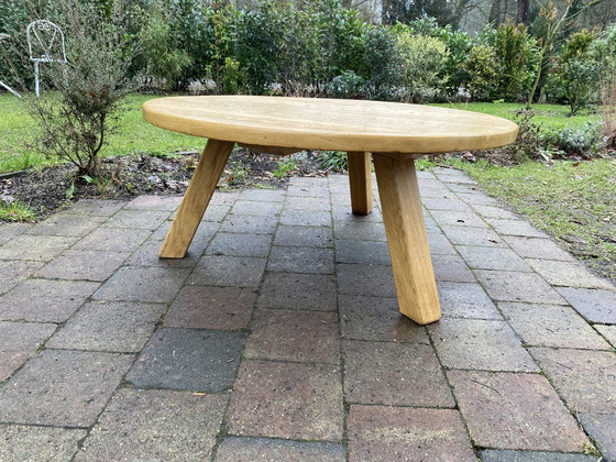 Image 1 of Round solid wood coffee table Ø100 – Japandi / Brutalist