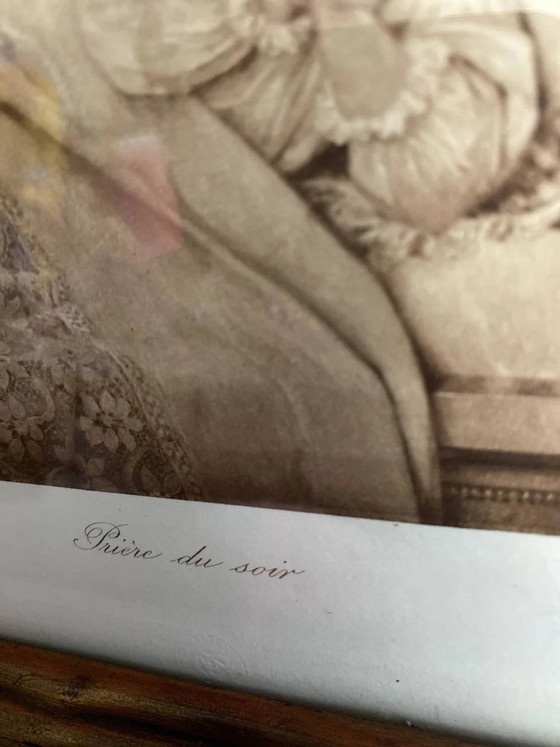 Antique Photogravure "Evening Prayer" after Émile Munier, Braun & Co., Gilded Wooden Frame (photo 4 of 6)