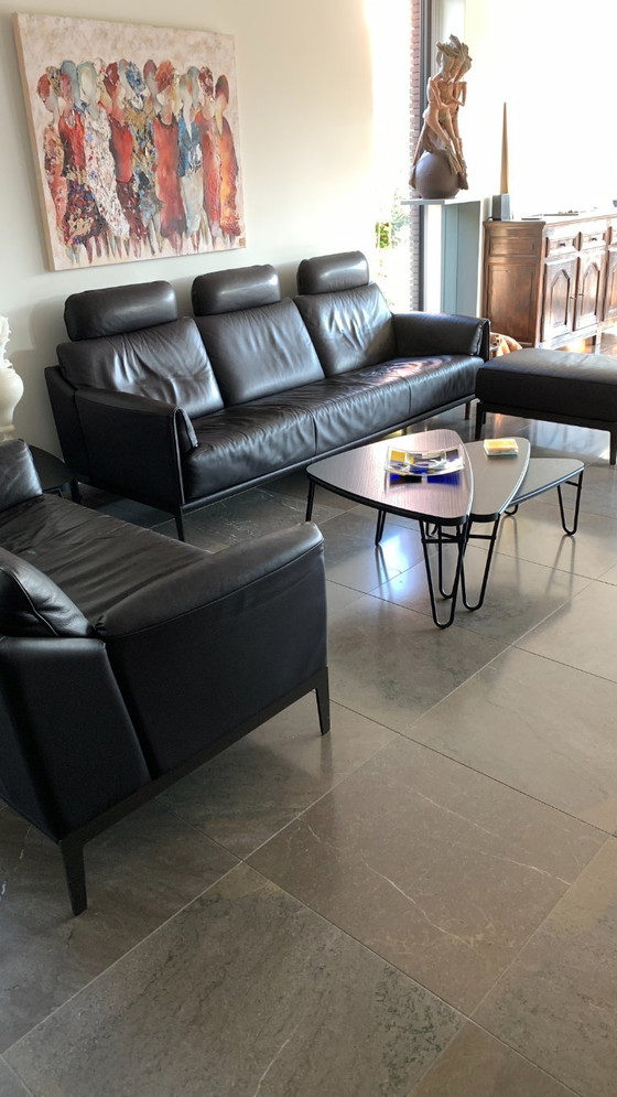 Durlet brand Seating area, 3-seater, 2-seater and ottoman – Leather, Metal (photo 7 of 10)