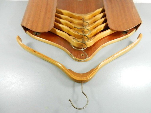Appendiabiti vintage in compensato di teak di metà secolo per appendere vestiti