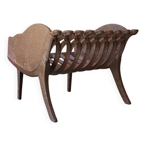 Log holder fireplace basket in cast iron