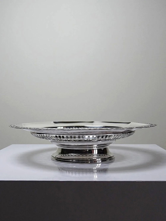 Grote opengewerkte schaal op verzilverde metalen standaard, zilversmederij Dechamps Frères. – Schalen (photo 9 of 15)