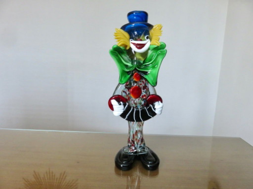 Très grand clown sculpture en verre de Murano 37 cm années 70