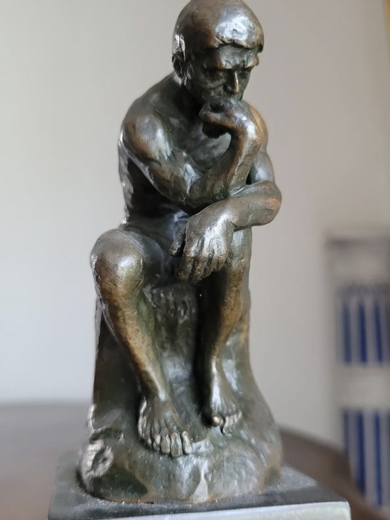 Image 1 of Le Penseur De Rodin - Xix-Xx En Bronze Patiné Sur Socle Marbre 