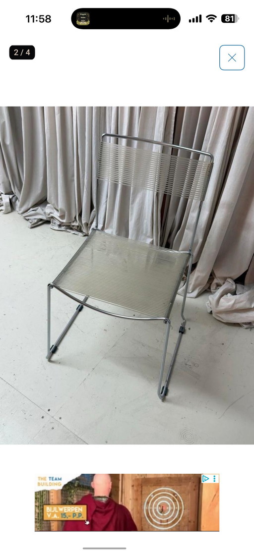 8 Spaghettistoelen Giandomenico Belotti Vintage