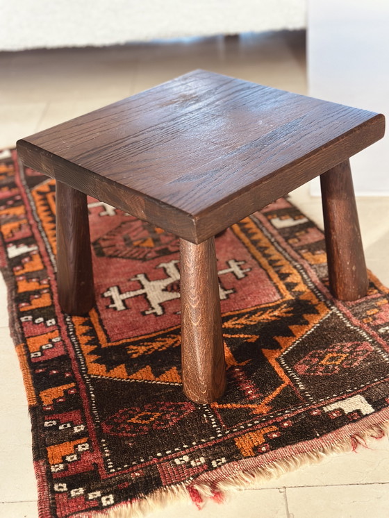 Image 1 of Brutalistischer Hocker, Pflanzentisch aus Holz, Beistelltisch, Japandi