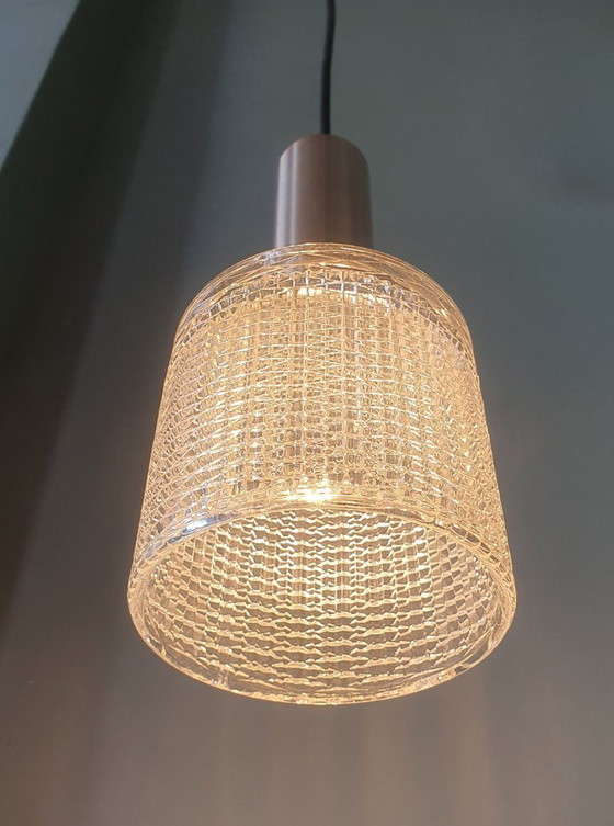 Image 1 of Lampada a sospensione vintage Philips in vetro stile Mid Century - color ottone