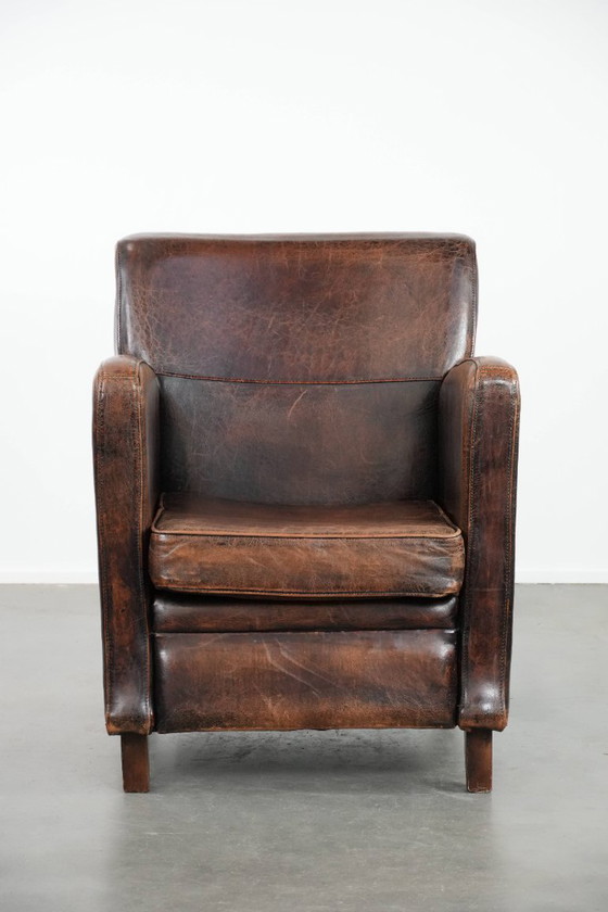 Image 1 of Poltrona di design in pelle di pecora con bellissimi colori intensi