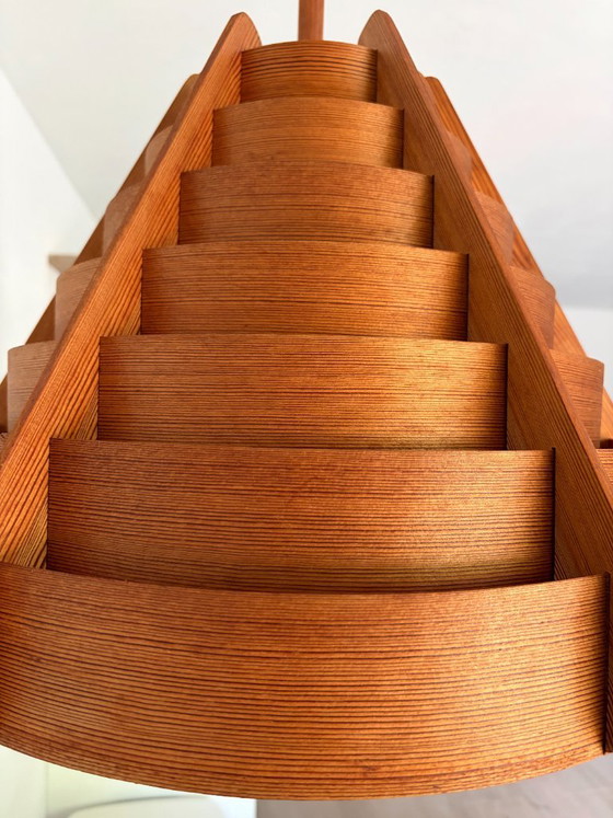 Designer pendant lamp by Hans-Agne Jakobsson for AB Ellysett Markaryd - 1960s. – AB Ellyset Markaryd., Wood (photo 3 of 19)
