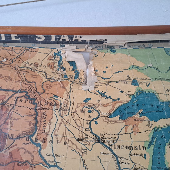 Image 1 of Mappa scolastica/Mappa murale d'epoca; Stati Uniti e America Centrale (USA e America Centrale)