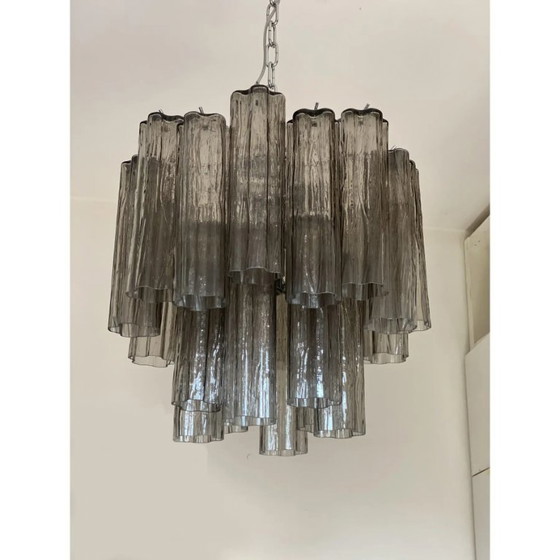 Image 1 of Lustre Tronchi gris en verre d'art italien – Style Venini