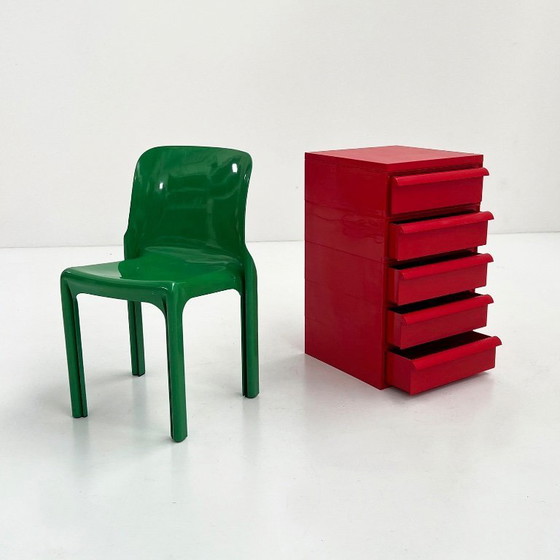 Image 1 of Cassettiera rossa a 5 cassetti modello 4601 di Simon Fussell per Kartell, anni &#39;70