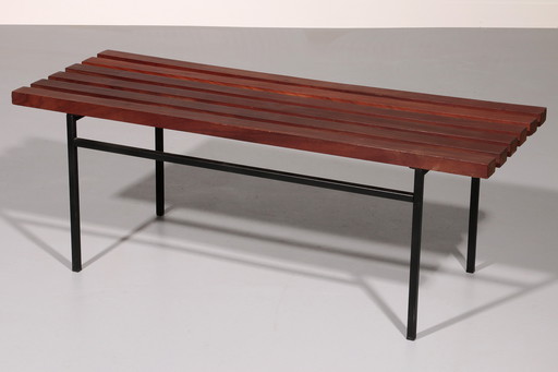 Mid-Century Meranti Holzbank 1960 Italien
