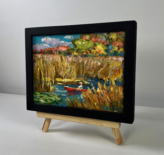 Image 1 of Original Oil Painting Summer River Landscape Silence of the water
