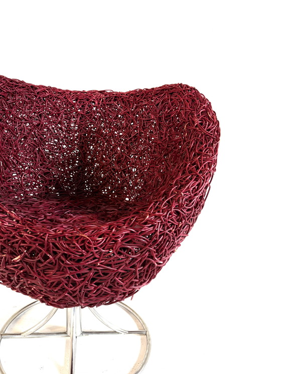 Image 1 of Vintage unieke rotan draaifauteuil ‘70