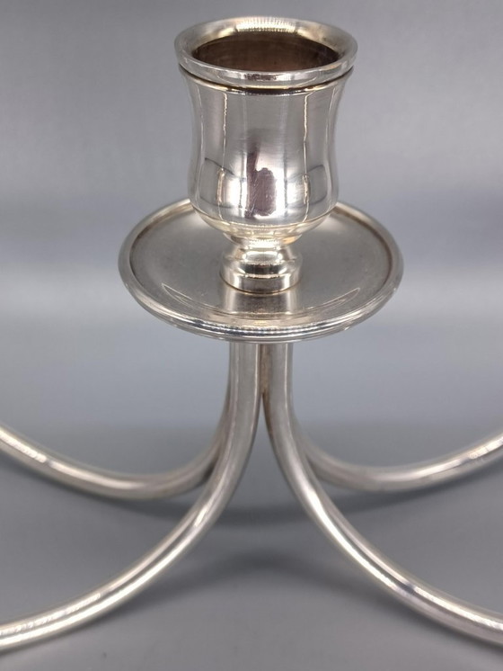 Image 1 of Candelabro a cinque bracci in metallo argentato, punzonato