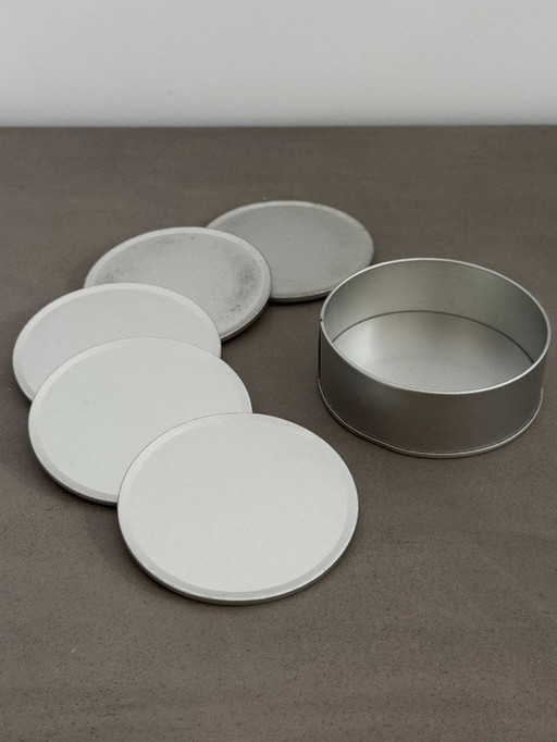 Sotto vetro con effetto acciaio inossidabile/acciaio spazzolato e sughero, design Space Age anni '70