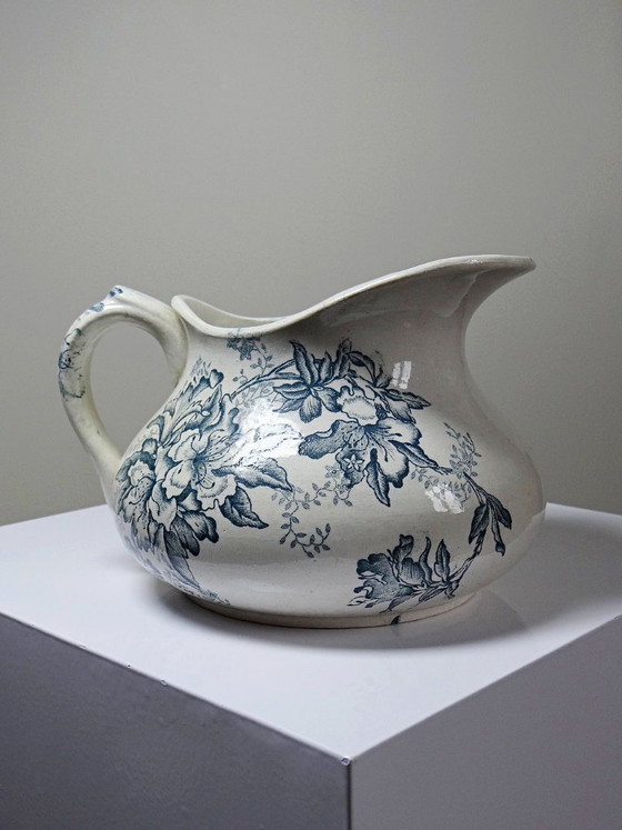 Image 1 of Aardewerken waskan "Floréal", Givors aardewerk, 19e eeuw, bloemversiering