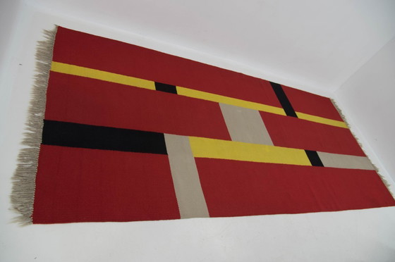 Image 1 of Tapis géométrique Bauhaus rare, années 1940