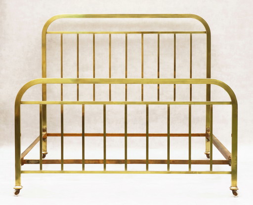 Art Deco Französisch Messing Bett C1930 von Pardon US Queen/UK King