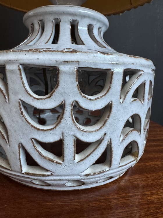 Image 1 of Roger Collet openwork ceramic lamp, 1960s