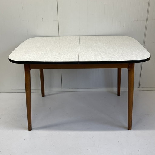 Vintage midcentury dining table extension formica wood