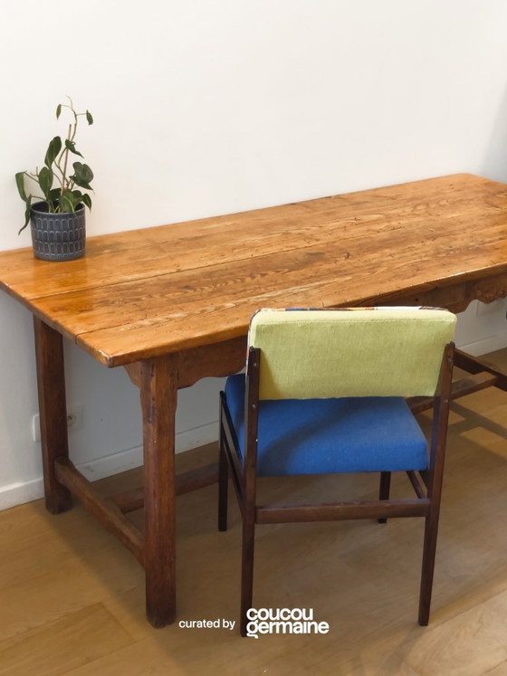 Image 1 of Table à manger chêne massif, artisanat belge (ca. 1980)