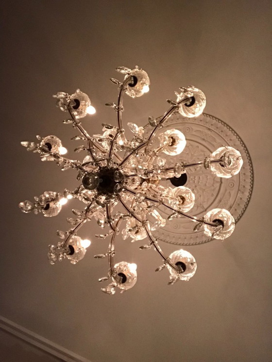 Vintage Maria Theresia crystal chandelier, Bohemia ca. 1955, 15 lights, Ø100 cm, Glass, Transparent (photo 5 of 7)