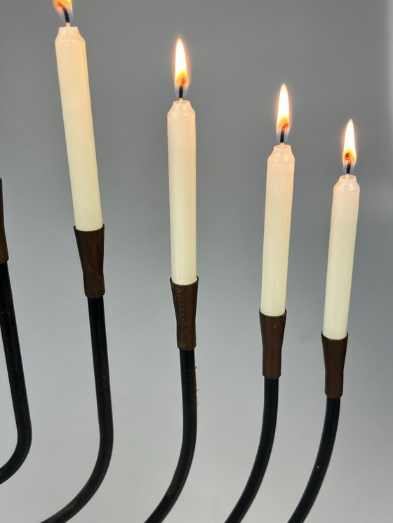 Image 1 of Large Vintage Menorah Candlestick, 1970's, Metal and Brass