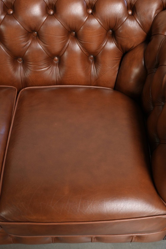 Sehr schönes geräumiges Rindsleder 2 Sitzer Sofas in einer schönen braunen Farbe und einem tollen englischen (photo 5 of 12)